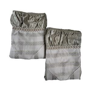 VERATEX Pair Euro Sham Pillow Cover Set Gold Ruffle Trim Square 26x26